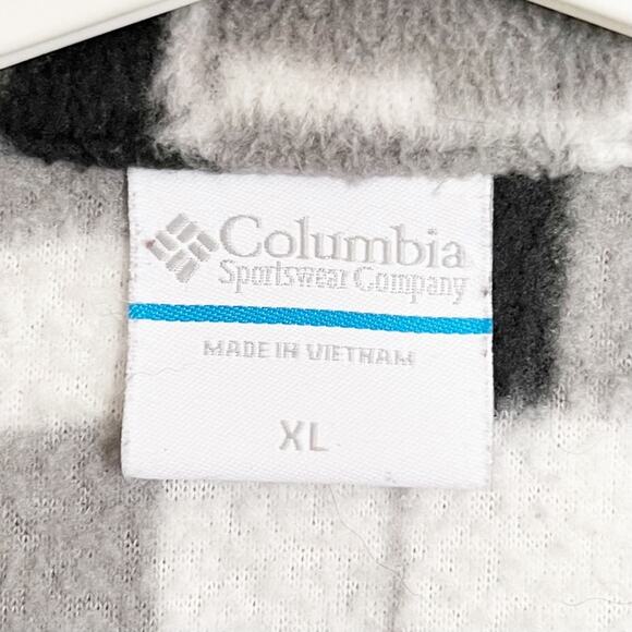 COLUMBIA Black, White & Gray Patterned Fleece Jacket, Size XL - Picture 9 of 10